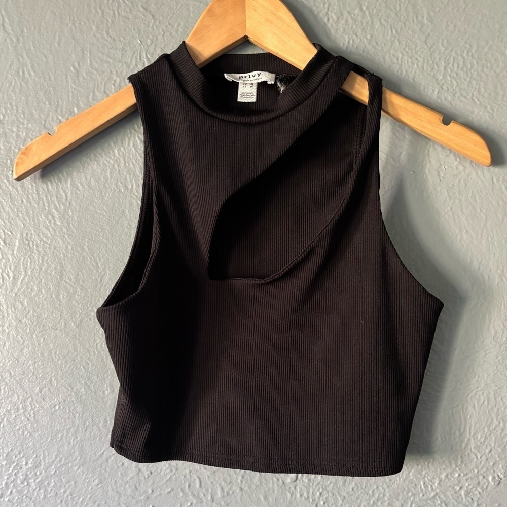 Privy | Cutout Cropped Tank | Ribbed Black | M 🖤✨